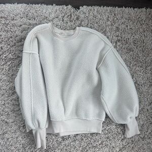 Anthropologie Pilcro Sherpa Fleece Textured Cream Sweater